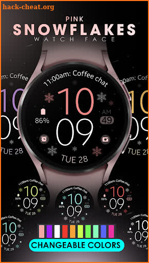 Snowflakes pink watch face screenshot