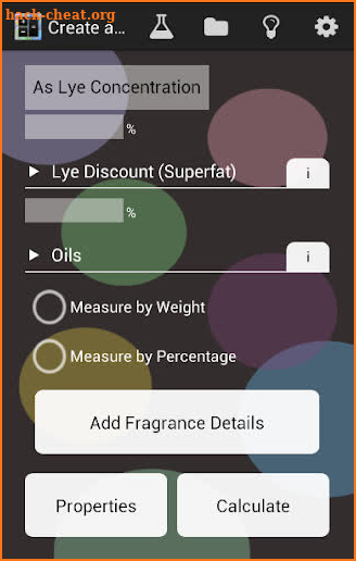 Soap Lye Calculator screenshot