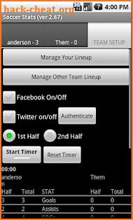 Soccer Stats w/ Timer screenshot