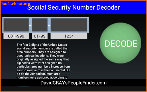 Social Security # Decoder screenshot