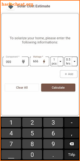 Solar Cost Estimate screenshot