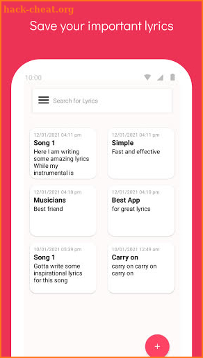 Song Writer - Lyrics screenshot