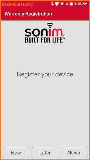 Sonim Warranty Registration screenshot