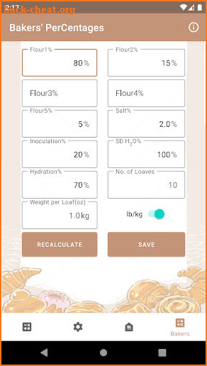 SourdoughCalc screenshot