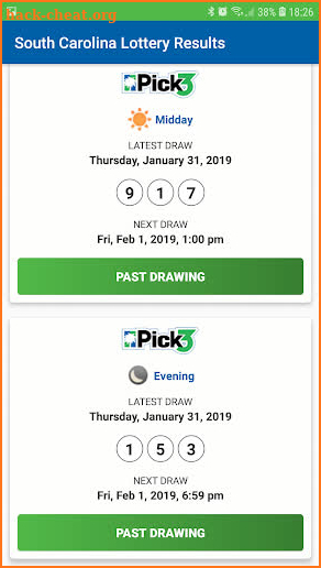 South Carolina Lottery Results screenshot