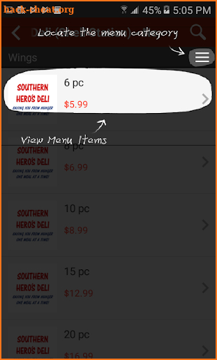 Southern Heros Deli screenshot