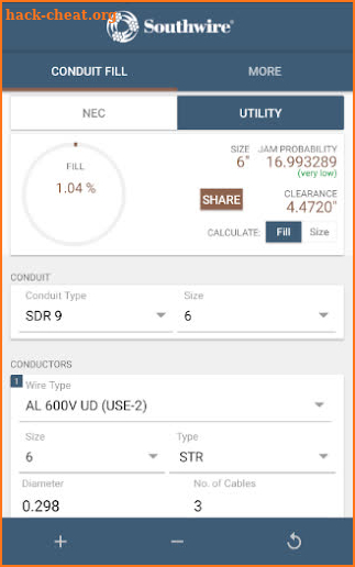 Southwire® Conduit Fill Calc screenshot