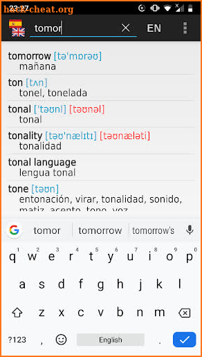 Spanish-English offline dict. screenshot