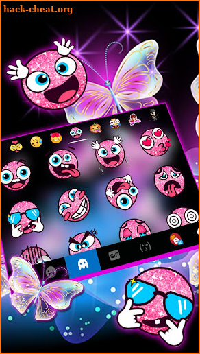 Sparkle Neon Butterfly Keyboard Theme screenshot