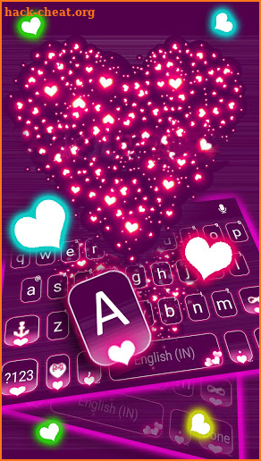 Sparkle Neon Heart Keyboard Background screenshot