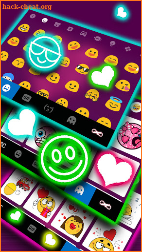 Sparkle Neon Heart Keyboard Background screenshot