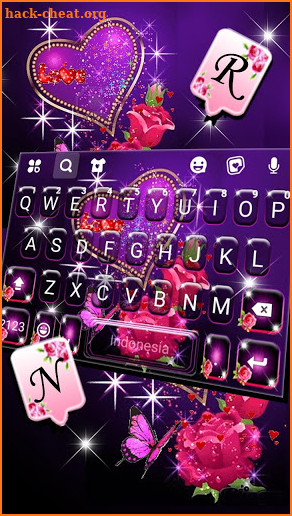 Sparkle Purple Heart Keyboard Background screenshot