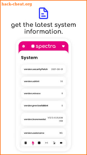 Spectra: device info screenshot