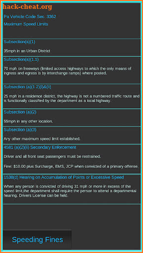 Speeding Fines PA screenshot