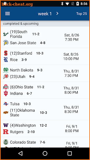 Sports Alerts - NCAA Football edition screenshot