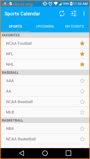 Sports Calendar screenshot