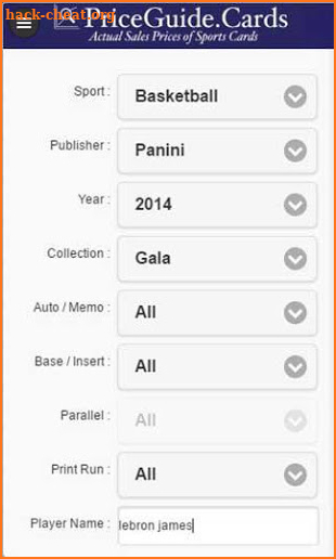 Sports Card Price Guide screenshot