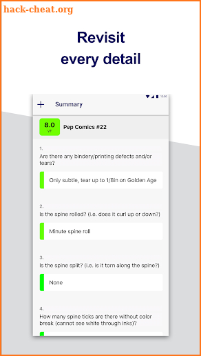 SpotOn Grading Systems Comic Book Edition screenshot