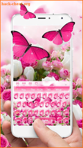 Spring Pink Butterfly Keyboard screenshot