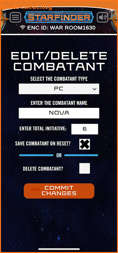 Starfinder Combat Tracker screenshot