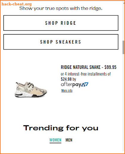 Steve madden screenshot