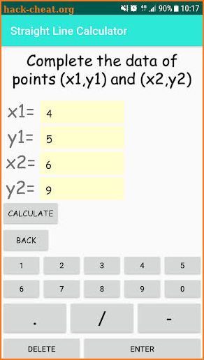 Straight Line Equation Calculator screenshot