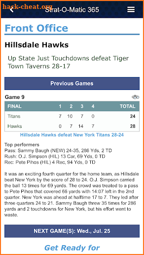 Strat-O-Matic Football 365 screenshot