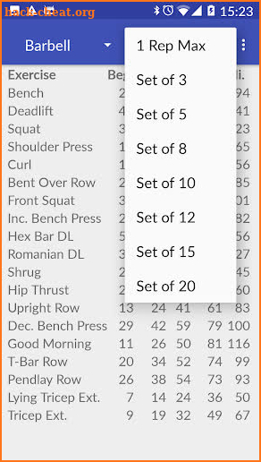 Strength Standards screenshot