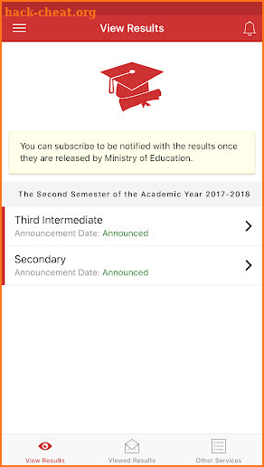 Student Exam Results screenshot