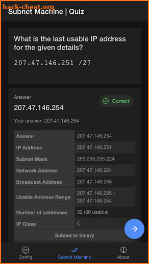 Subnet Machine - Never ending subnet quiz screenshot