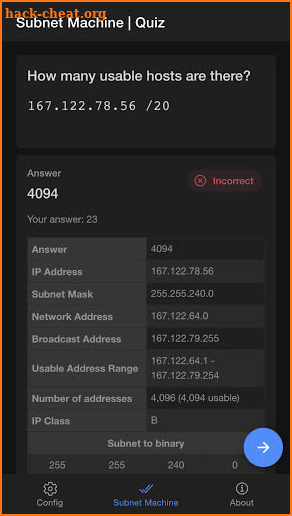 Subnet Machine - Never ending subnet quiz screenshot