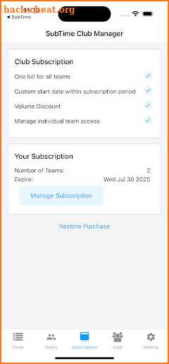 SubTime Club Manager screenshot