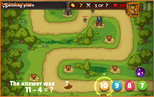 Subtractions : MATH Tower Defense. screenshot