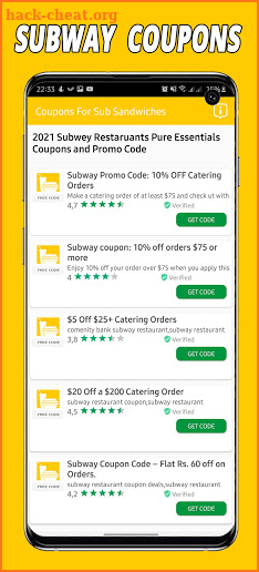 subway coupons screenshot