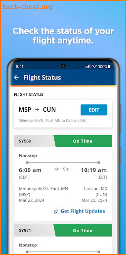 Sun Country Airlines screenshot