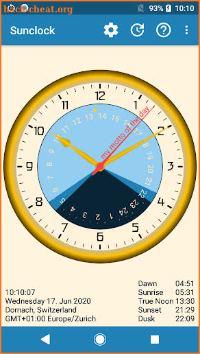 Sunclock - Astronomical Clock, Sunrise, Sunset screenshot