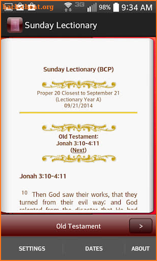 Sunday Lectionary screenshot