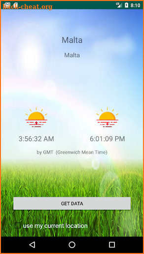 Sunset & sunrise times by location screenshot