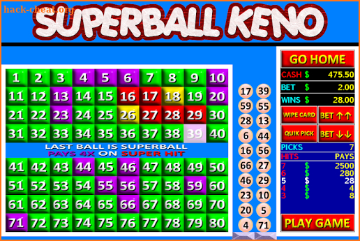 Superball Keno - Super 4x screenshot