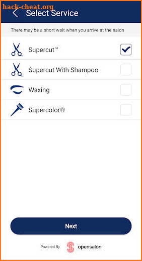 Supercuts Online Check-in screenshot