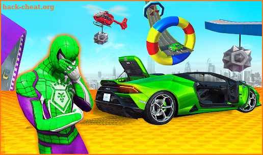 Superhero Mega Ramp Car Stunt - 3D Shooting Game screenshot