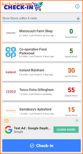 Supermarket Check-In screenshot