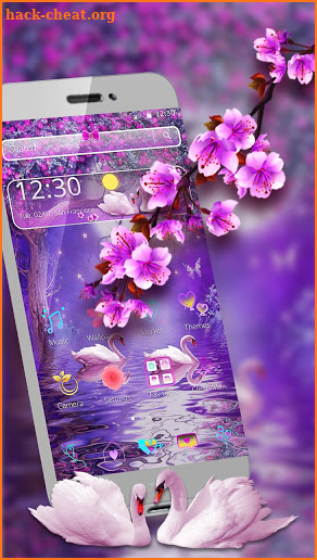 Swan Couple Xperia Night Theme screenshot