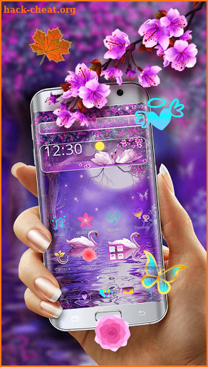 Swan Couple Xperia Night Theme screenshot