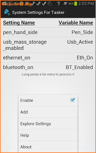 System Settings for Tasker screenshot