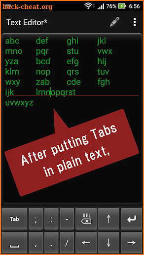 Tab keyboard screenshot