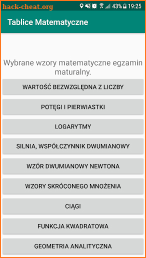 Tablice Maturalne 2019 - Matematyka screenshot