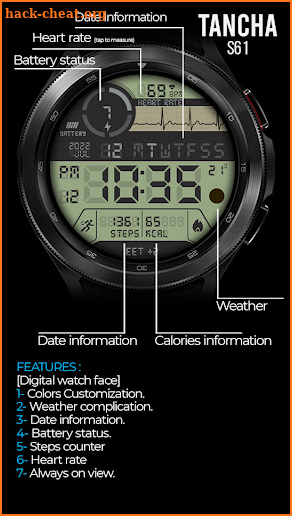 Tancha S61 Retro Watch Face screenshot