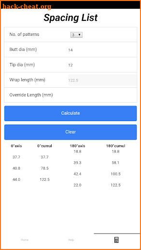 Taper Offset Spacing Calculator screenshot