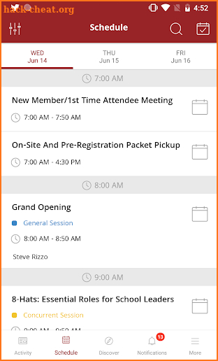 TASSP Events screenshot